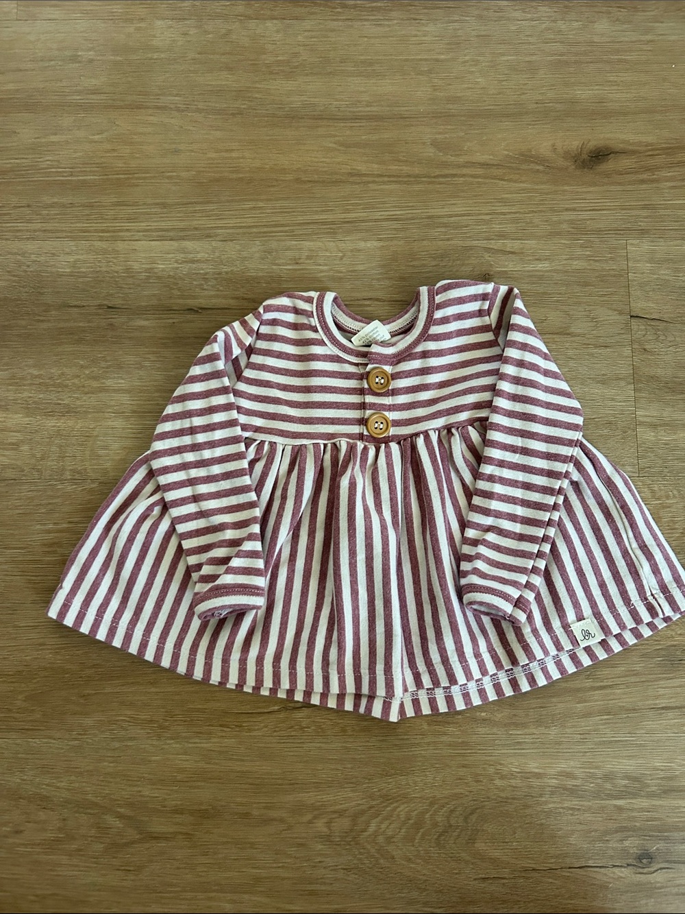 Girls' Long-Sleeve Striped Swing Top - Pink & White